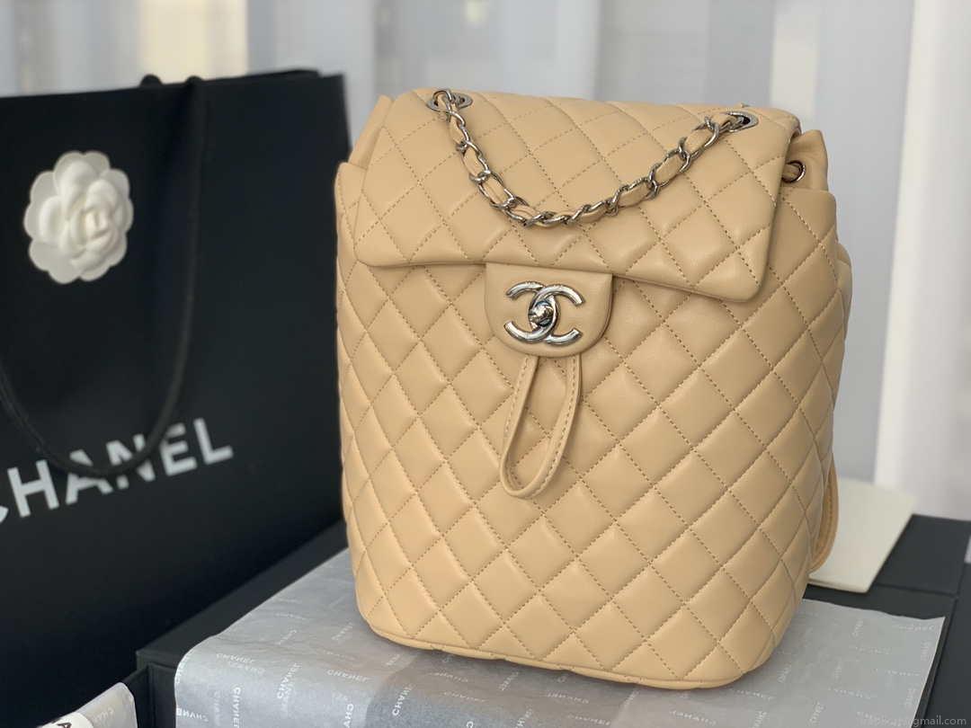 Chanel A91120 Backpack Vintage Lambskin Bag Apricot