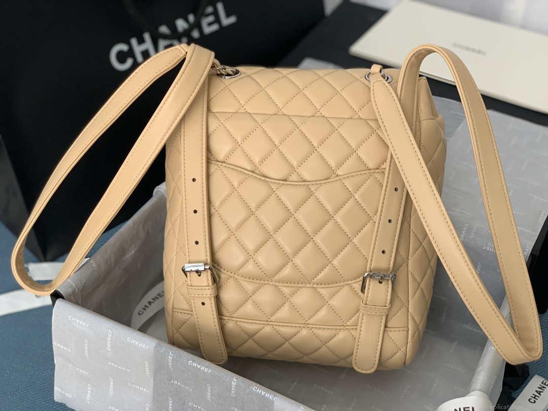 Chanel A91120 Backpack Vintage Lambskin Bag Apricot