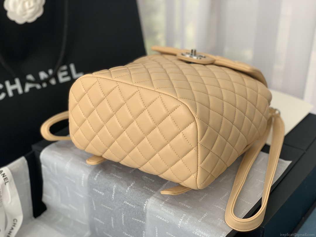 Chanel A91120 Backpack Vintage Lambskin Bag Apricot