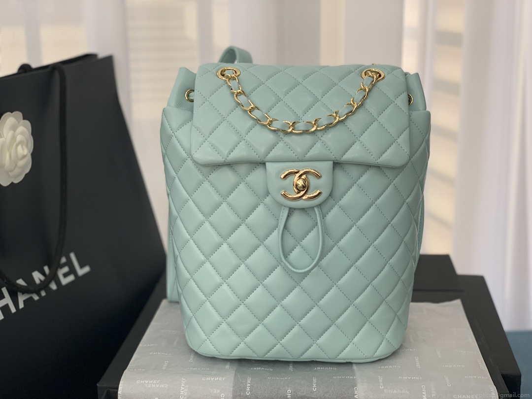 Chanel A91120 Backpack Vintage Lambskin Bag Blue