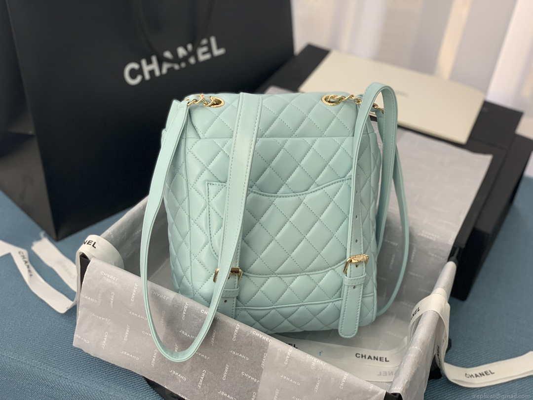 Chanel A91120 Backpack Vintage Lambskin Bag Blue
