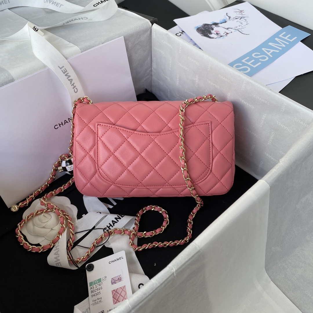 Chanel AS1787 Mini Flap Bag Football Lambskin Pink Gold