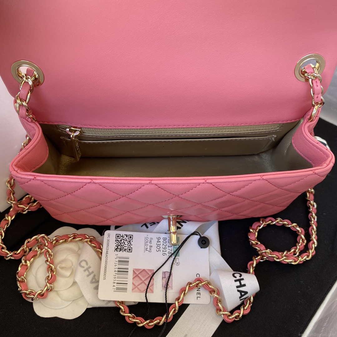 Chanel AS1787 Mini Flap Bag Football Lambskin Pink Gold