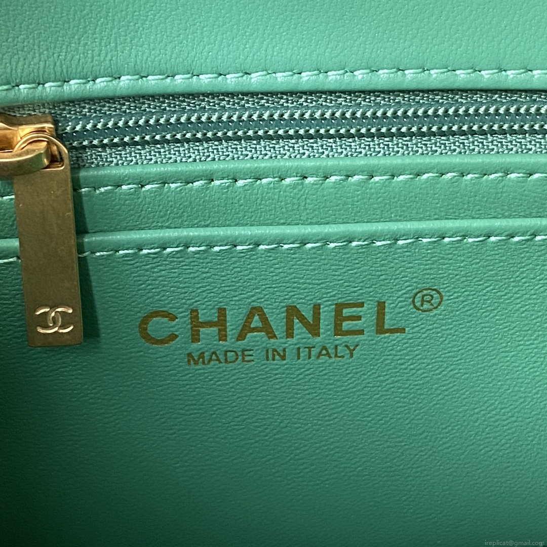 Chanel AS1787 Mini Flap Bag Lambskin Green Gold