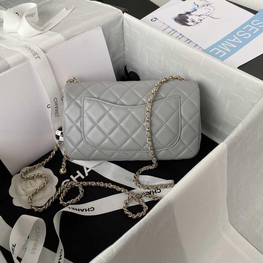 Chanel AS1787 Mini Flap Bag Football Lambskin Gray Gold