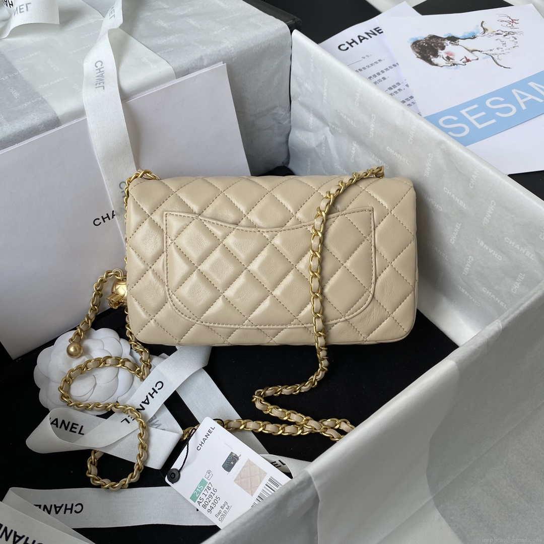 Chanel AS1787 Mini Flap Bag Lambskin Apricot Gold