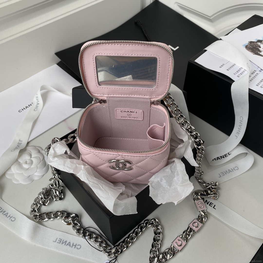 Chanel AP2718 Small Vanity With Chain Pink Lambskin