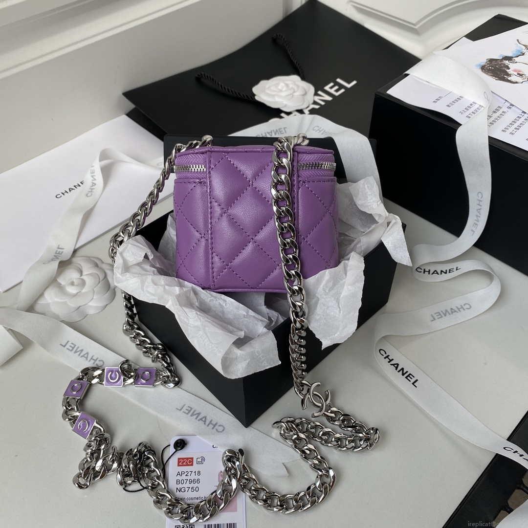 Chanel AP2718 Small Vanity With Chain Purple Lambskin