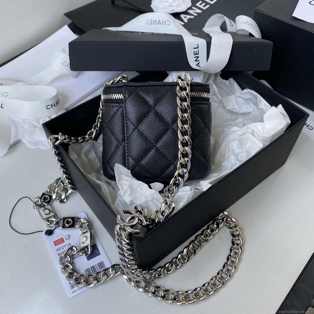 Chanel AP2718 Small Vanity With Chain Calfskin Black