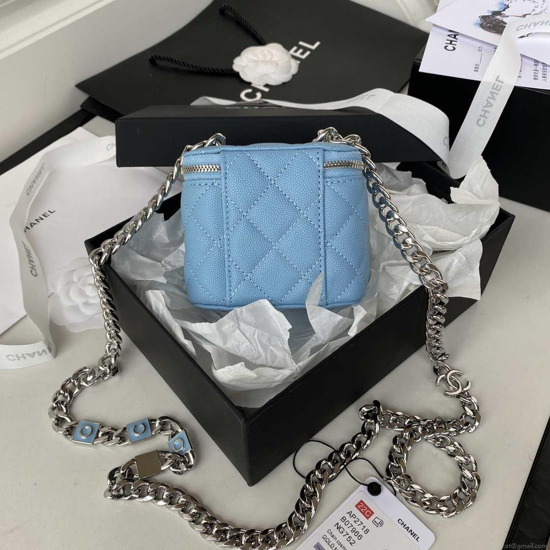 Chanel AP2718 Small Vanity With Chain Calfskin Blue