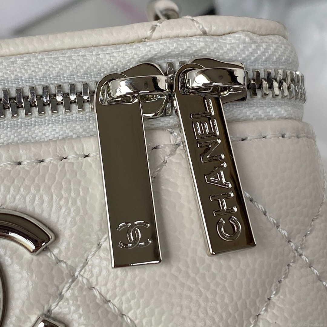 Chanel AP2718 Small Vanity With Chain Calfskin White