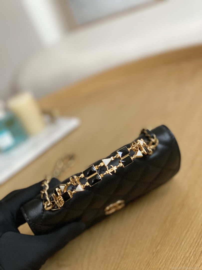 Chanel AP2946 Phone Holder Clutch with Chain Lambskin Black