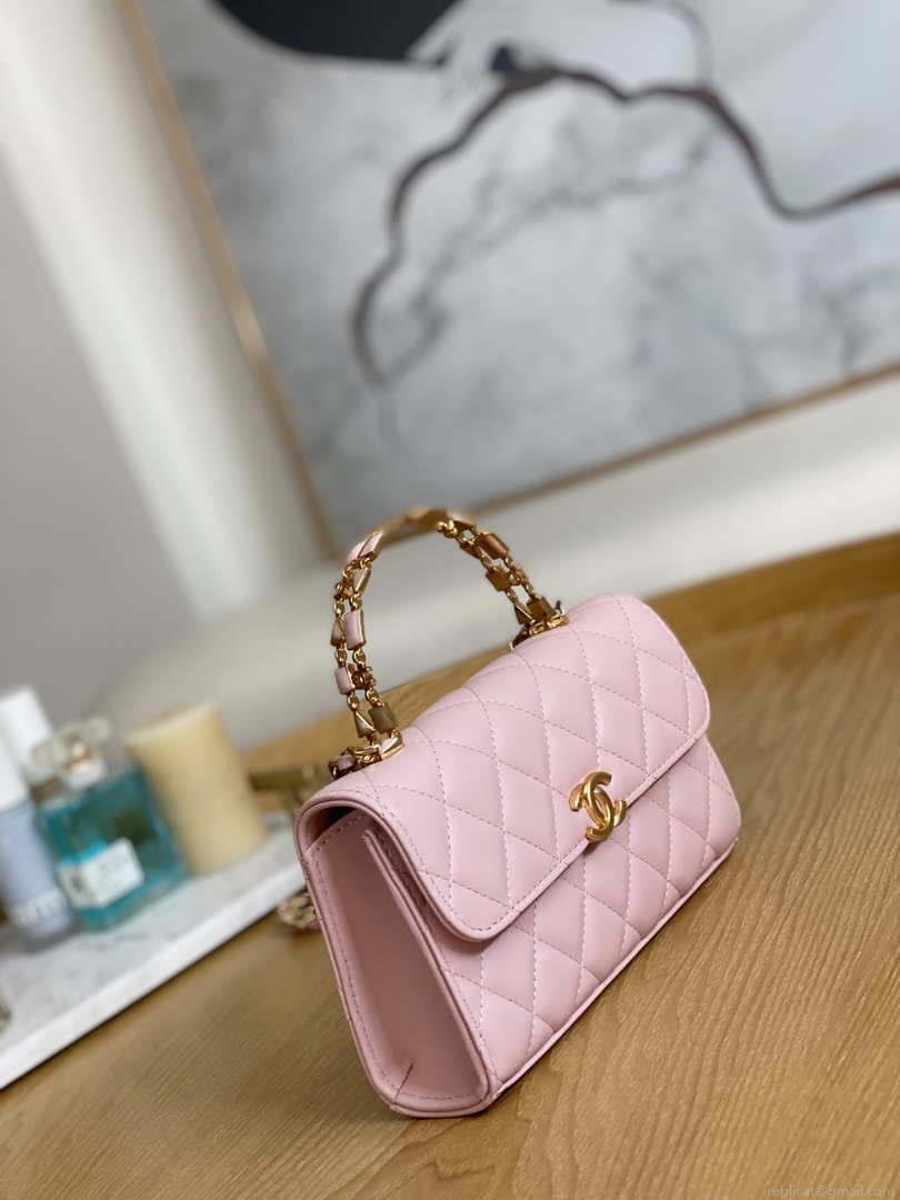 Chanel AP2946 Phone Holder Clutch with Chain Lambskin Pink