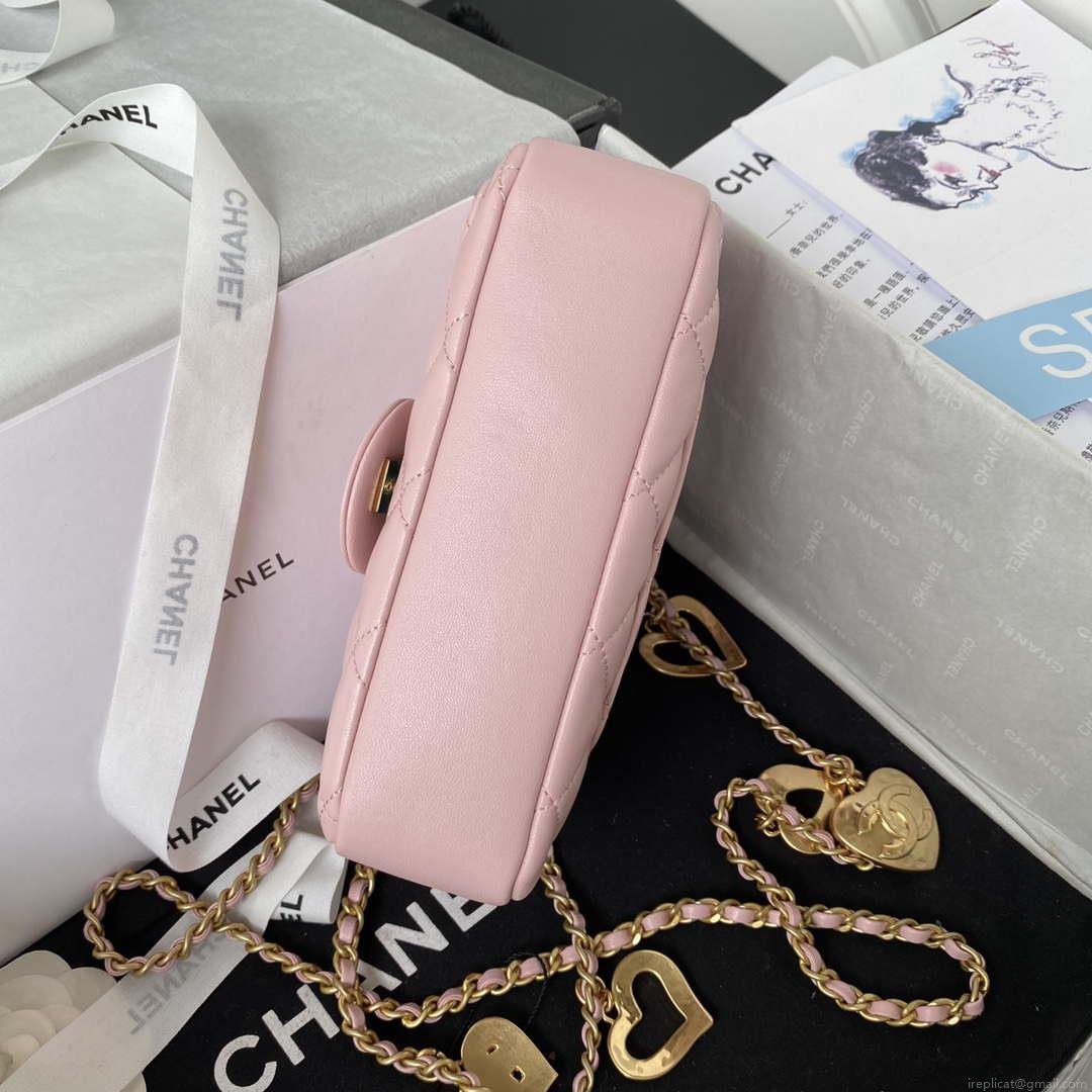 Chanel AS3456 Mini Flap Bag Lambskin & Gold-Tone Metal Pink