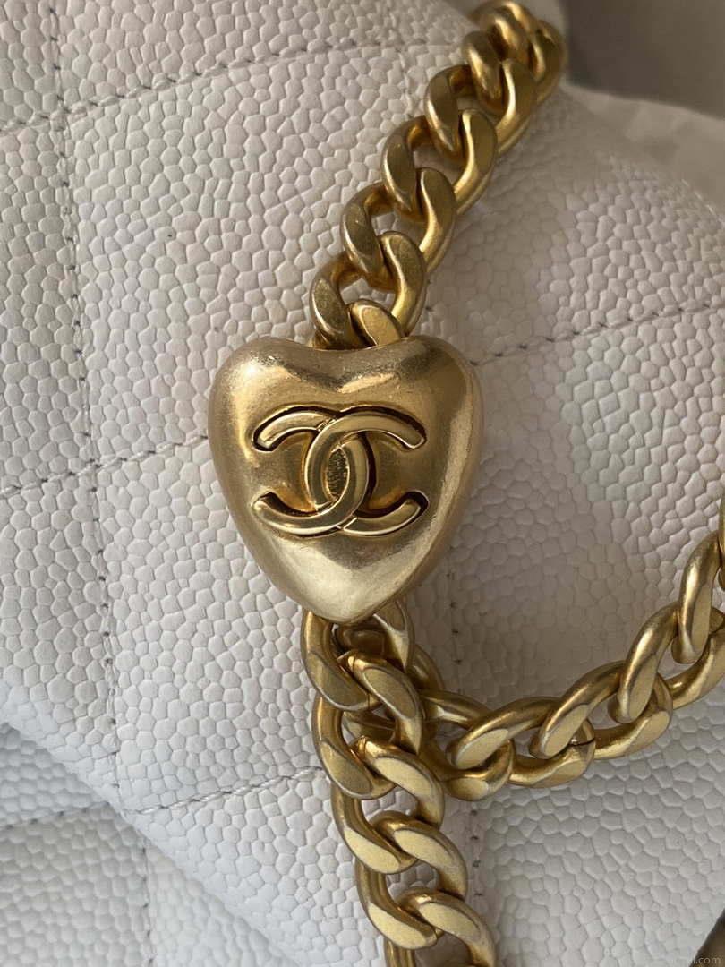Chanel AS3828 Mini Flap Chain Bag White Calfskin Gold