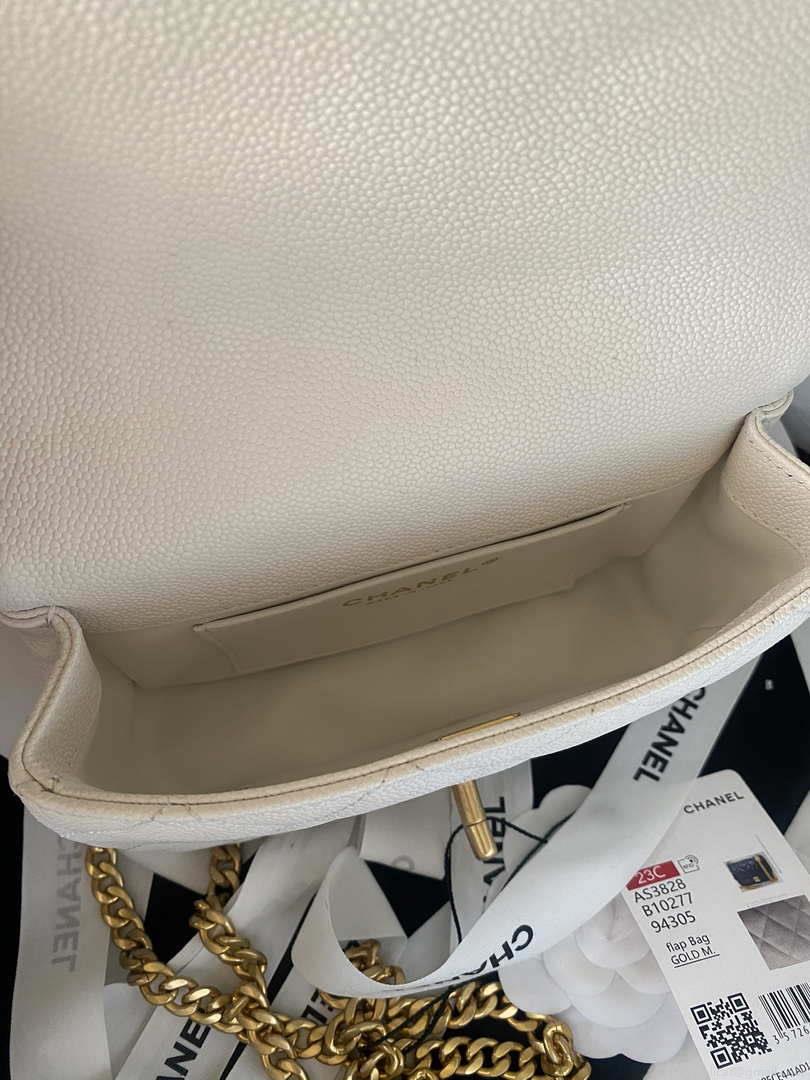 Chanel AS3828 Mini Flap Chain Bag White Calfskin Gold