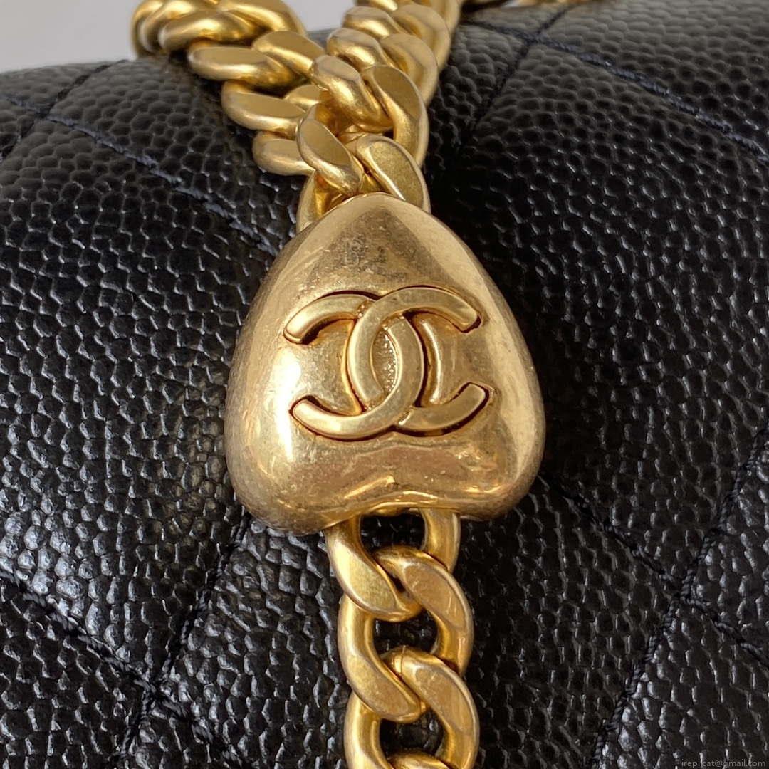 Chanel AS3828 Mini Flap Chain Bag Black Calfskin Gold