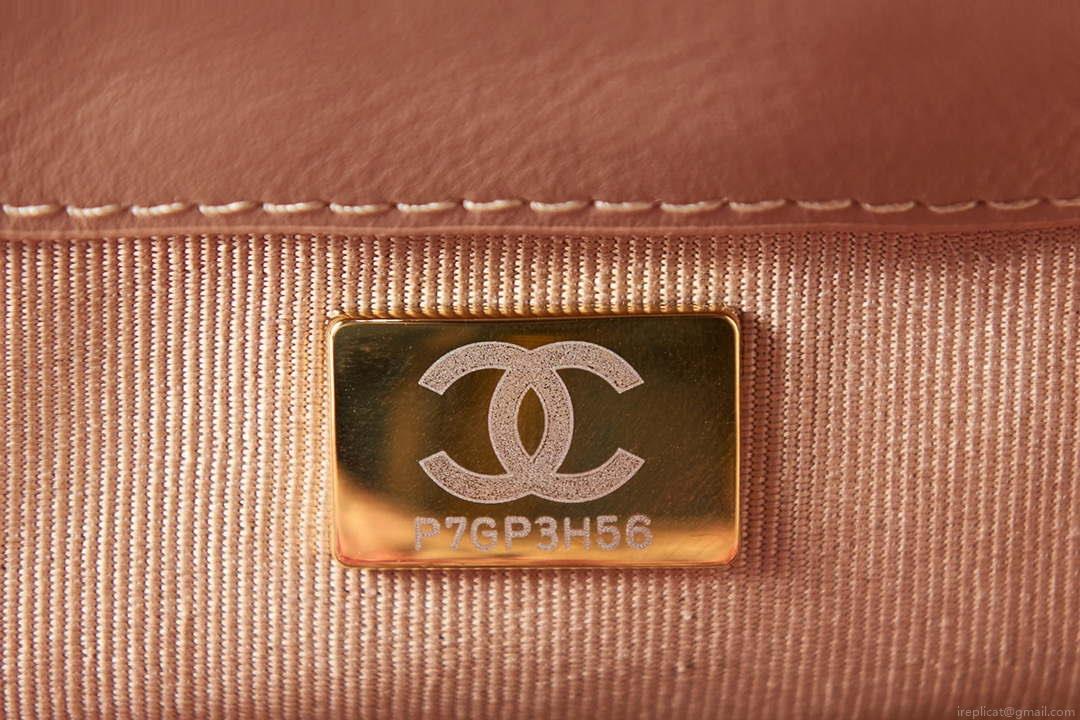 Chanel AS3611 Small Flap Bag Wool Tweed & Gold-Tone Metal Pink & Brown