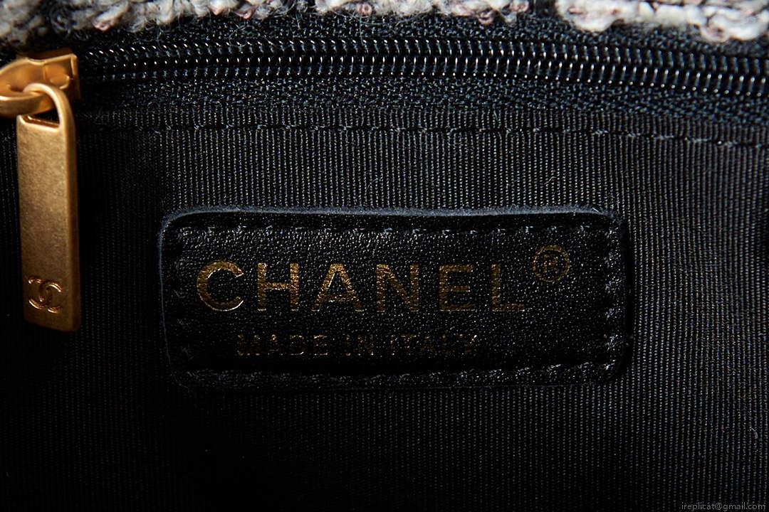 Chanel AS3611 Small Flap Bag Wool Tweed & Gold-Tone Metal Gray and Black