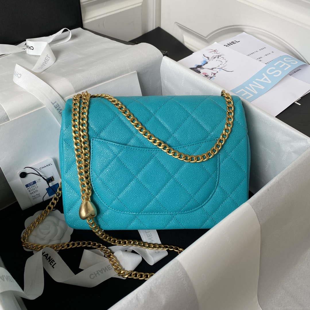 Chanel AS3921 Flap Chain Bag Blue Calfskin Gold