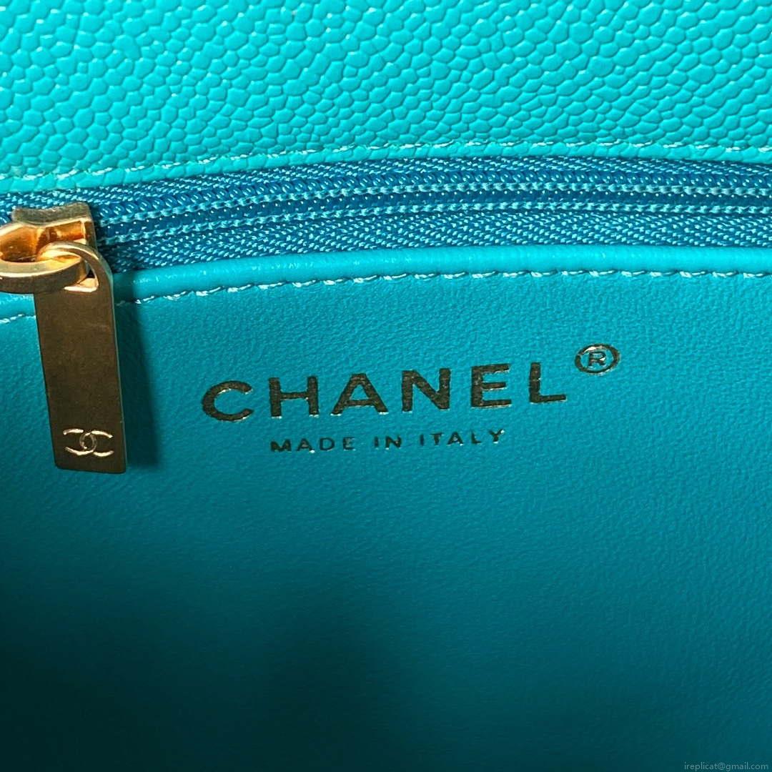 Chanel AS3921 Flap Chain Bag Blue Calfskin Gold