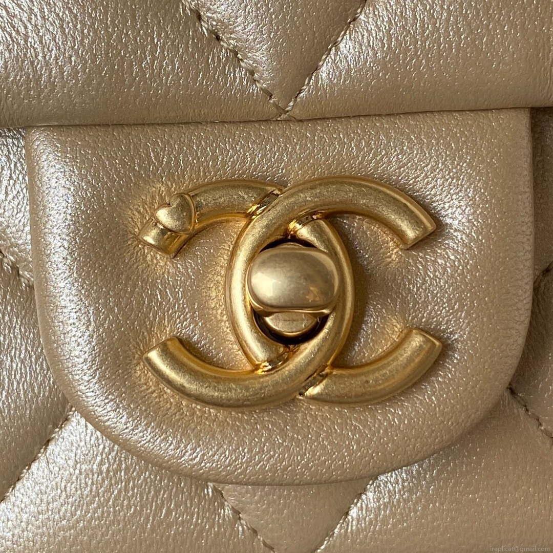 Chanel AS3828 Mini Flap Chain Bag Gold Lambskin Gold