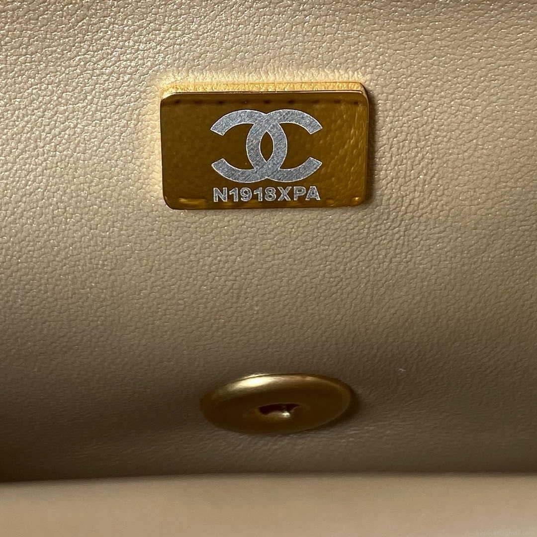 Chanel AS3828 Mini Flap Chain Bag Gold Lambskin Gold