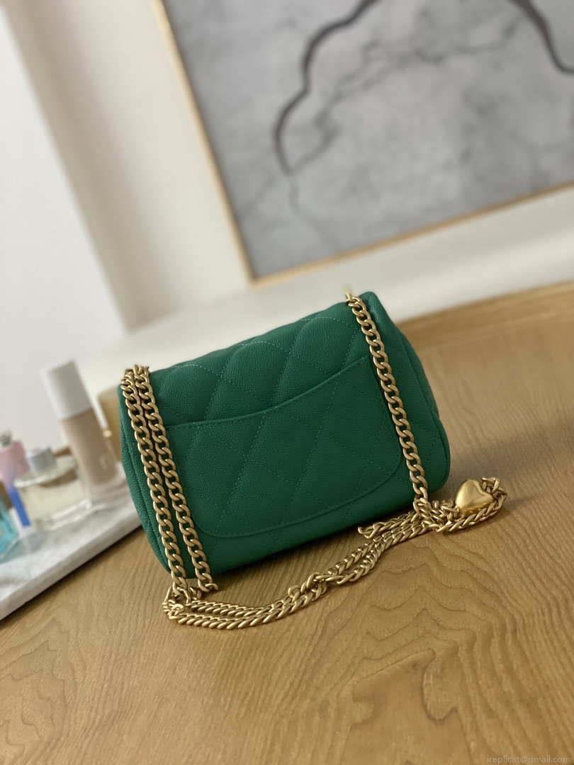 Chanel AS3829 Mini Flap Chain Bag Green Calfskin Gold