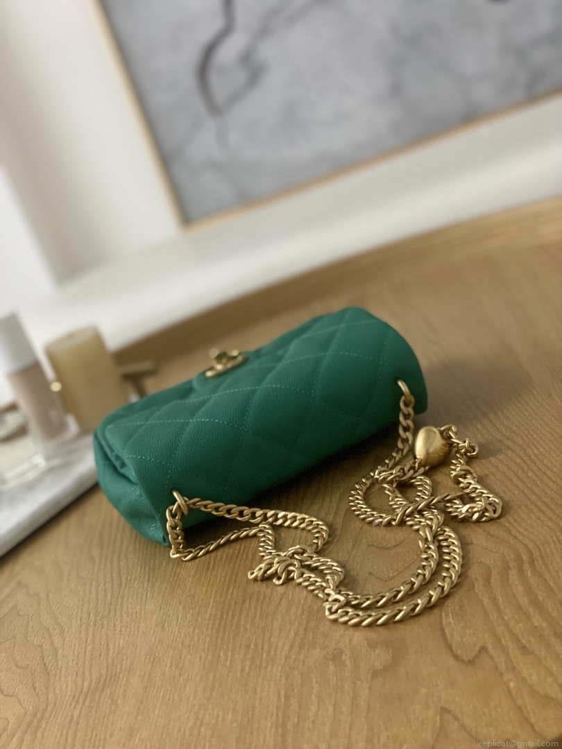 Chanel AS3829 Mini Flap Chain Bag Green Calfskin Gold