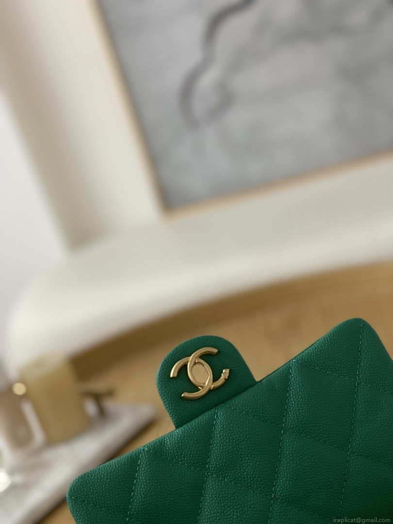 Chanel AS3829 Mini Flap Chain Bag Green Calfskin Gold