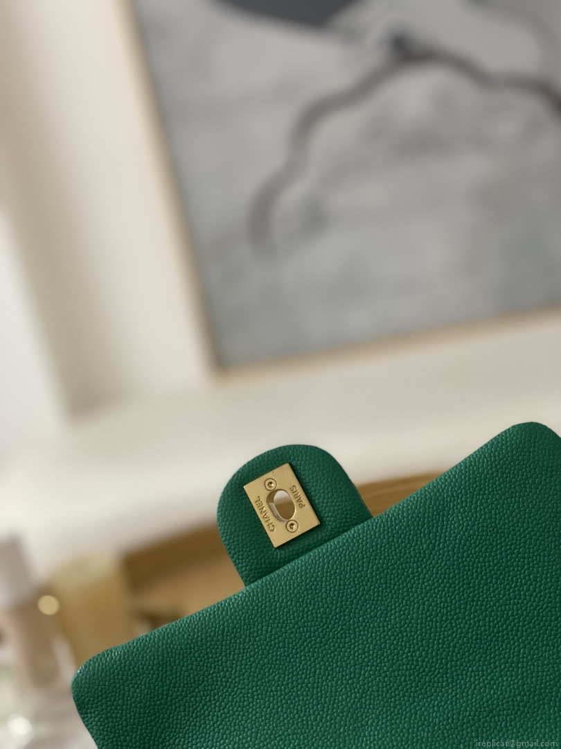 Chanel AS3829 Mini Flap Chain Bag Green Calfskin Gold