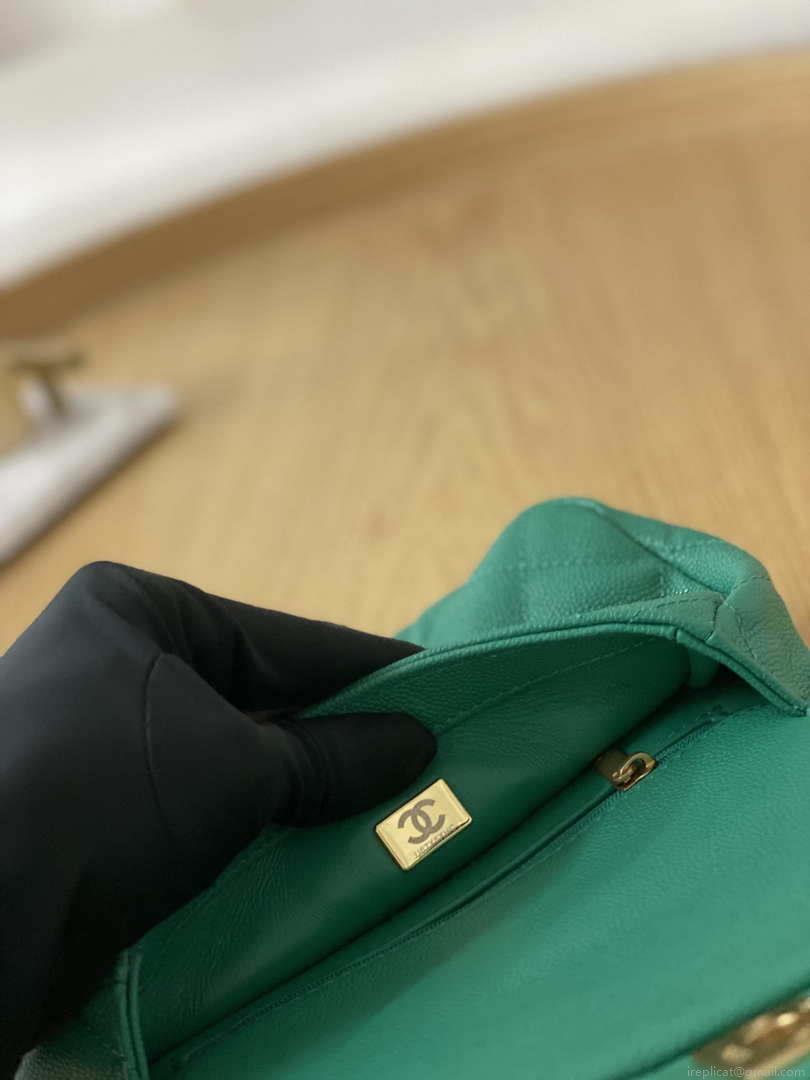 Chanel AS3829 Mini Flap Chain Bag Green Calfskin Gold