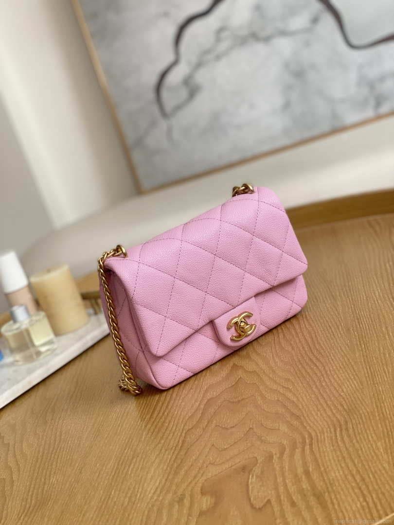 Chanel AS3829 Mini Flap Chain Bag Light Pink Calfskin Gold