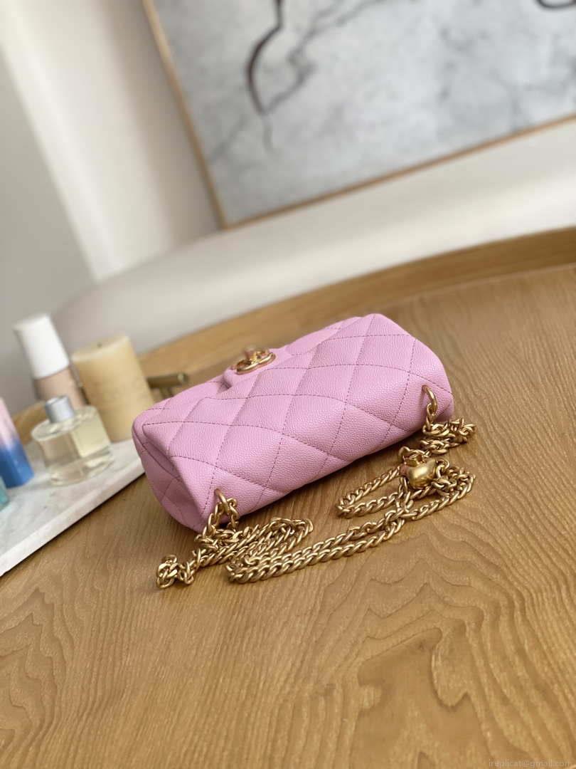 Chanel AS3829 Mini Flap Chain Bag Light Pink Calfskin Gold