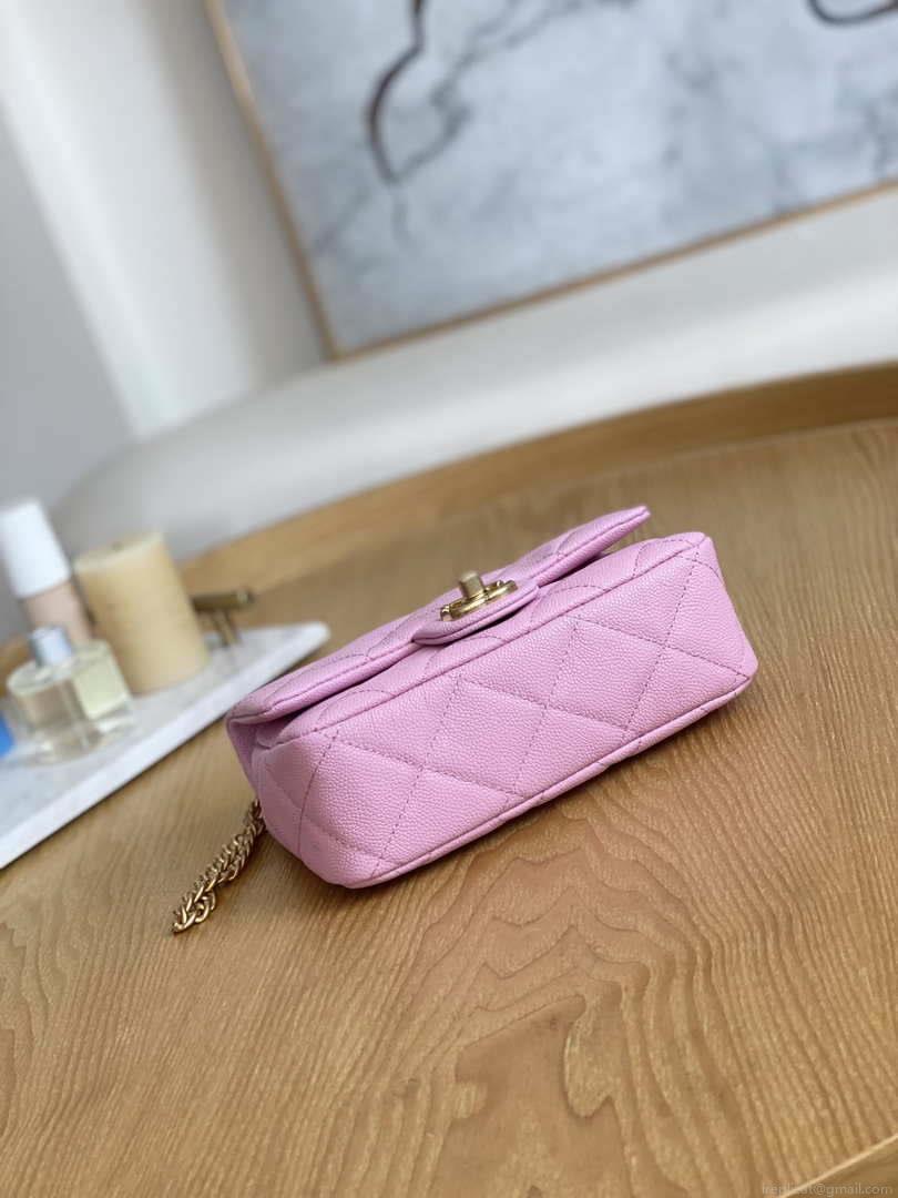 Chanel AS3829 Mini Flap Chain Bag Light Pink Calfskin Gold