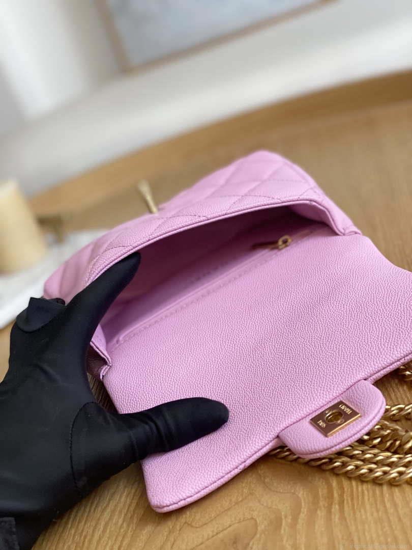 Chanel AS3829 Mini Flap Chain Bag Light Pink Calfskin Gold