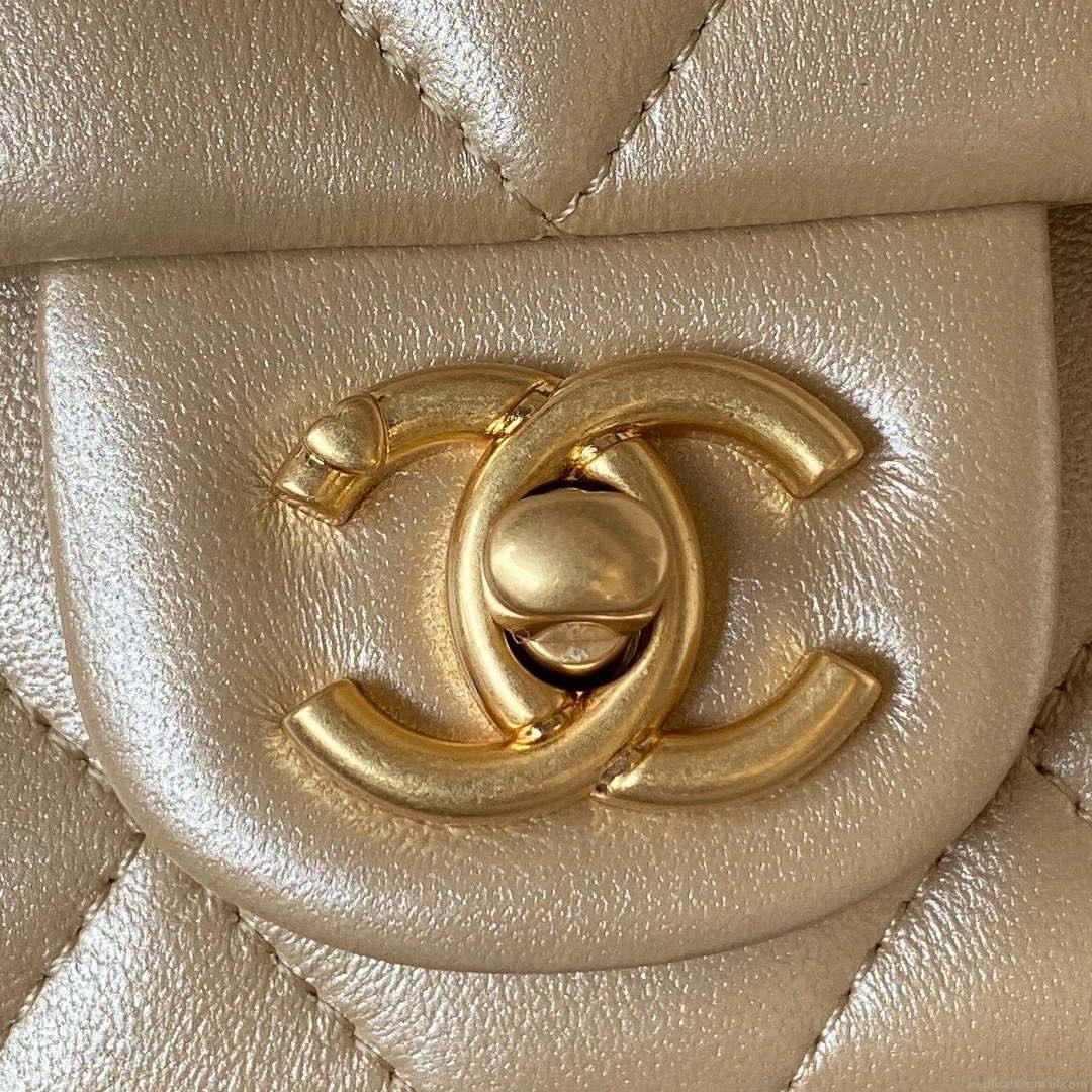 Chanel AS3829 Mini Flap Chain Bag Gold Lambskin Gold