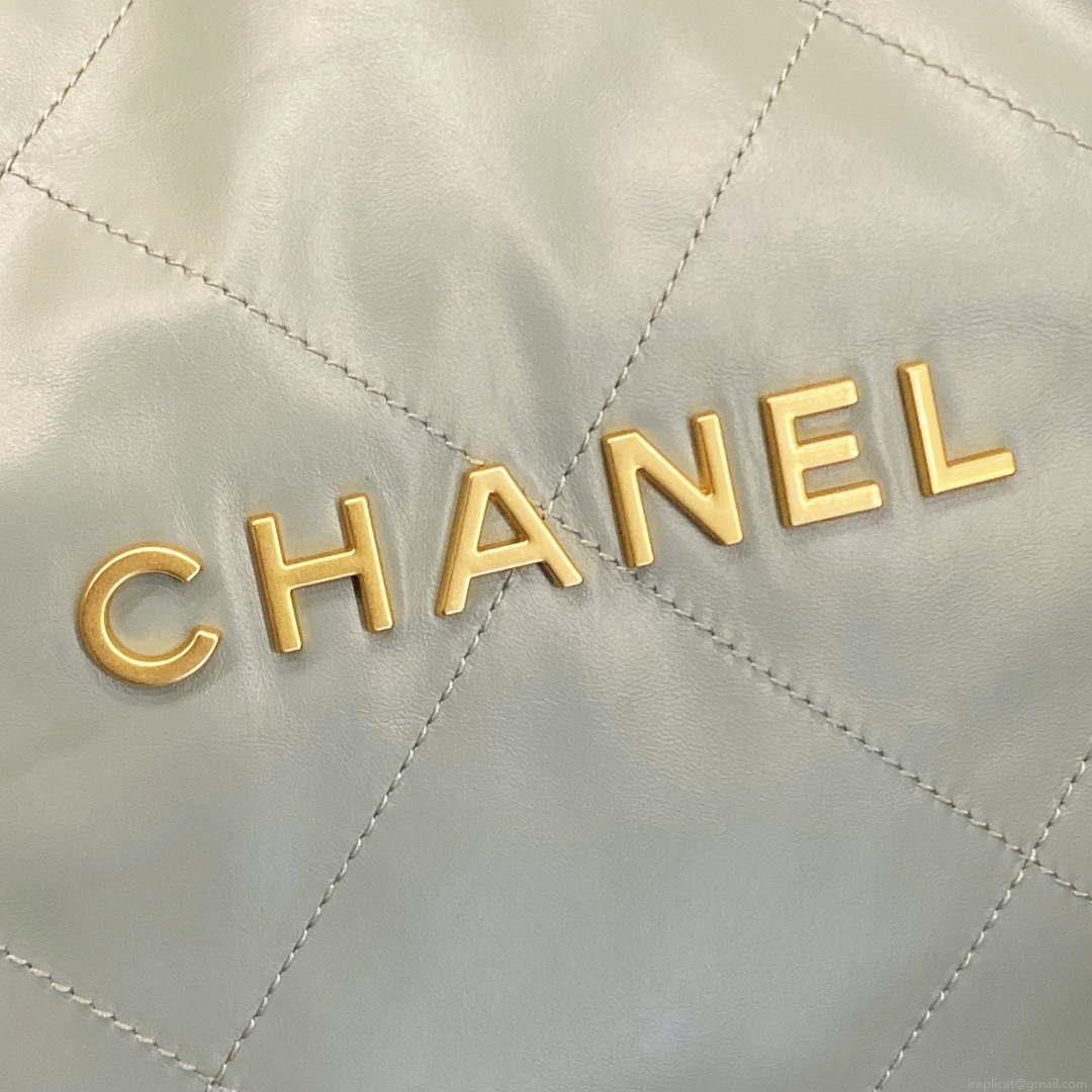 Chanel 22 Handbag Shiny Calfskin AS3261 Light Green Gold