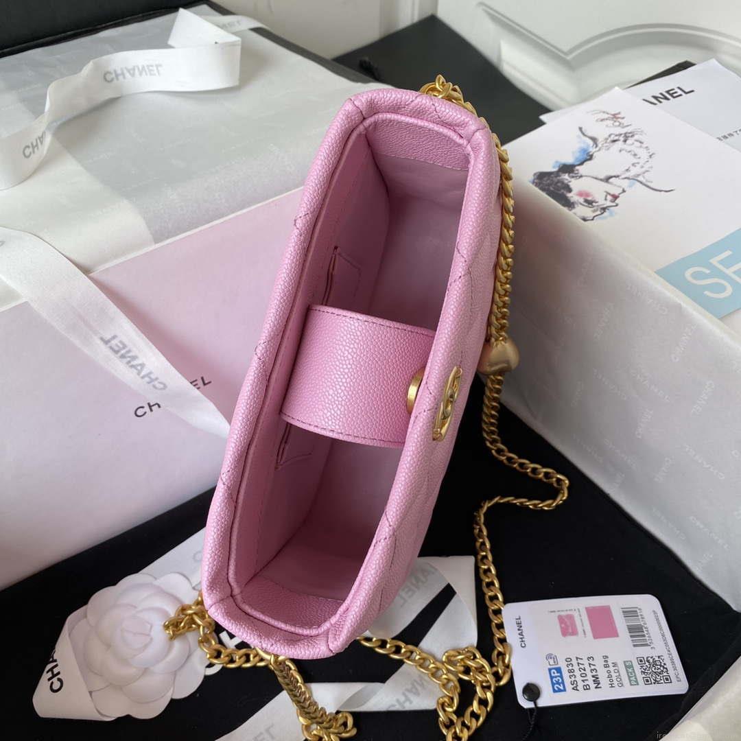Chanel AS3830 Small Hobo Handbag Pink Calfskin Gold
