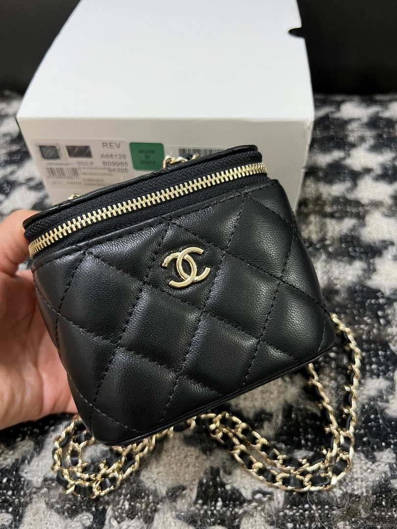 Chanel AP1447 Small Vanity With Chain Calfskin Black