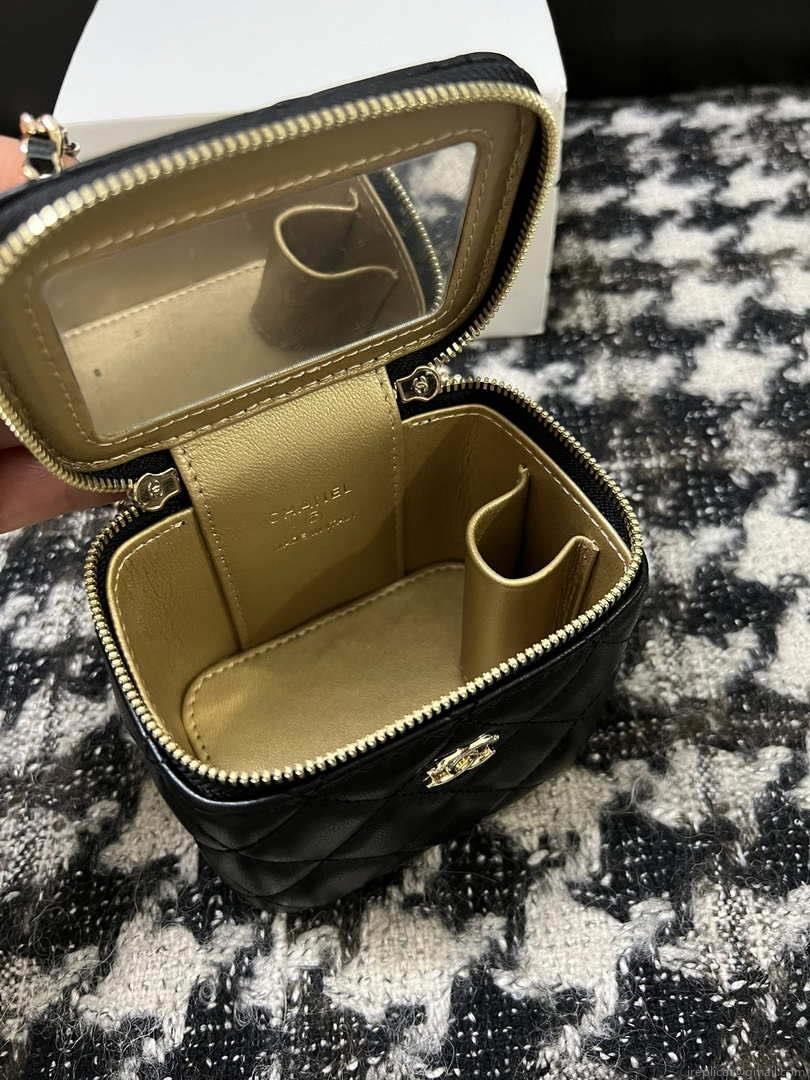 Chanel AP1447 Small Vanity With Chain Calfskin Black