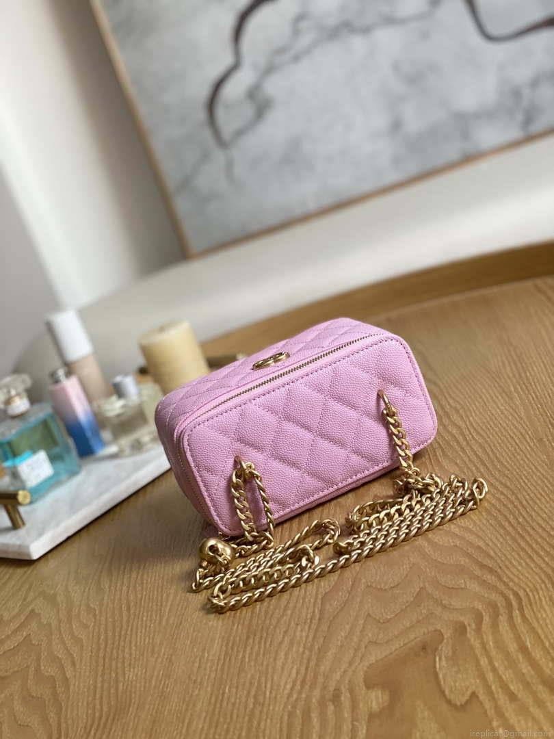 Chanel A68130 Vanity with chain Grained Calfskin Gold Pink