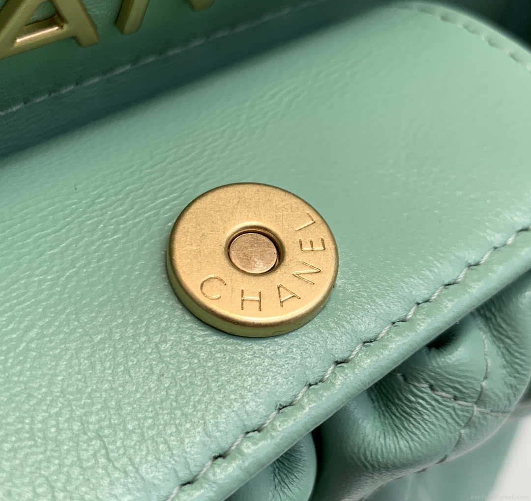 Chanel AS3793 Small Bucket Bag Lambskin Resin & Gold-Tone Metal Light Green