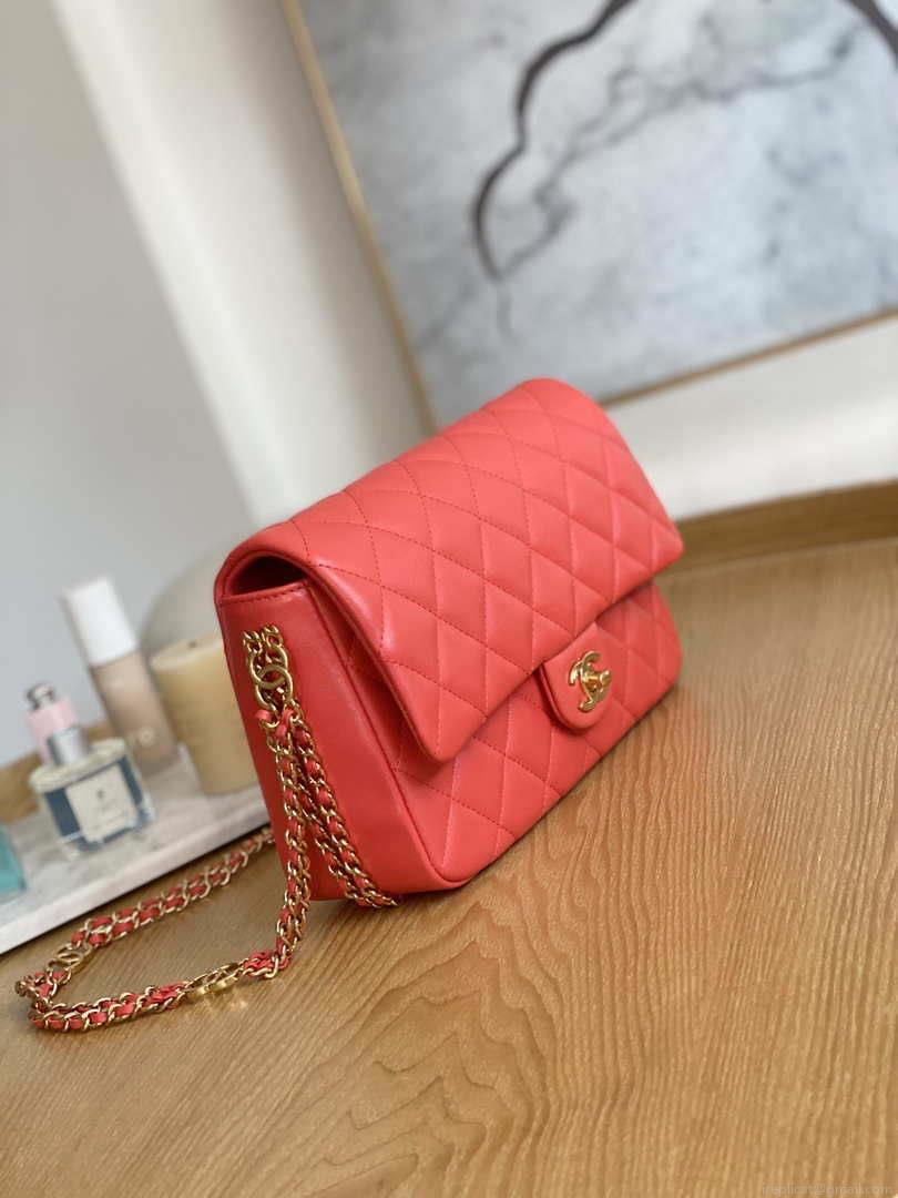 Chanel AS3777 Flap Bag Lambskin & Gold-Tone Metal Red