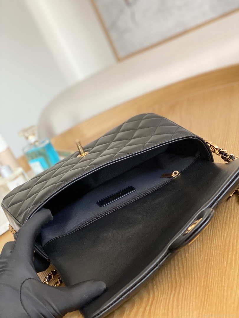 Chanel AS3777 Flap Bag Lambskin & Gold-Tone Metal Black