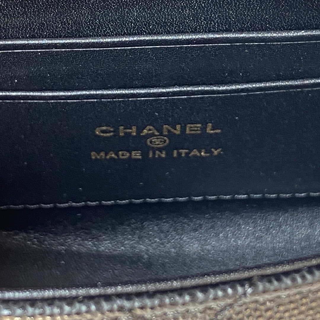 Chanel AP3237 Clutch with chain Grained Shiny Calfskin Gold With Handle Bag Black