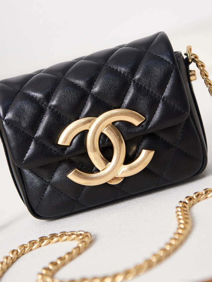 Chanel AP3208 Mini Flap bag With Chain shiny Lambskin & Gold-Tone Metal Black
