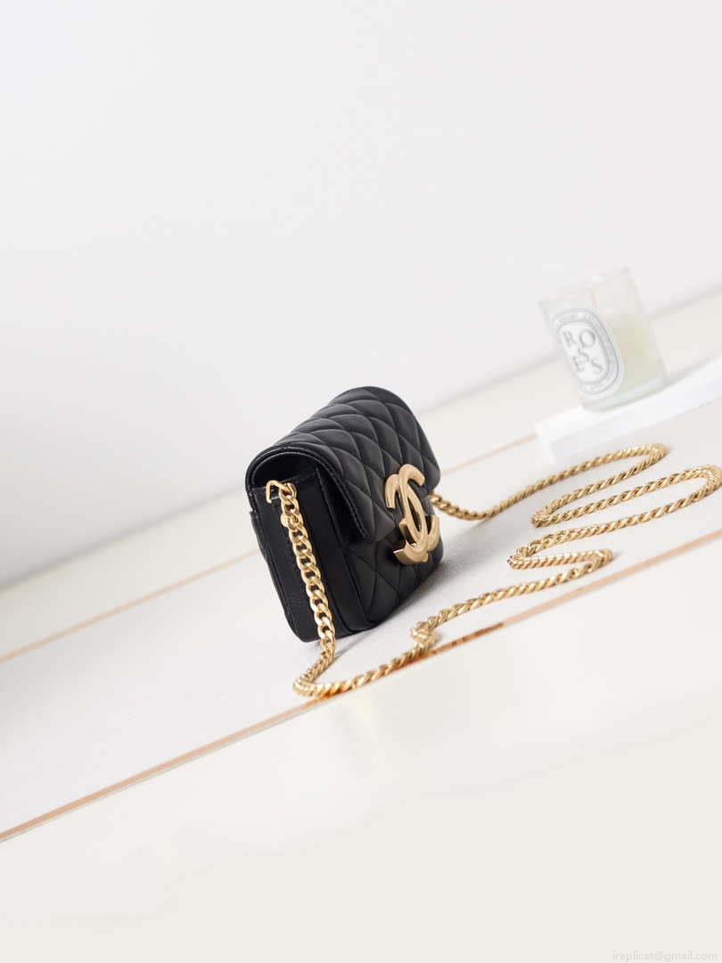 Chanel AP3208 Mini Flap bag With Chain shiny Lambskin & Gold-Tone Metal Black