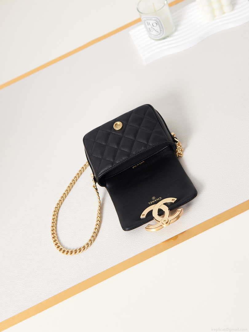 Chanel AP3208 Mini Flap bag With Chain shiny Lambskin & Gold-Tone Metal Black