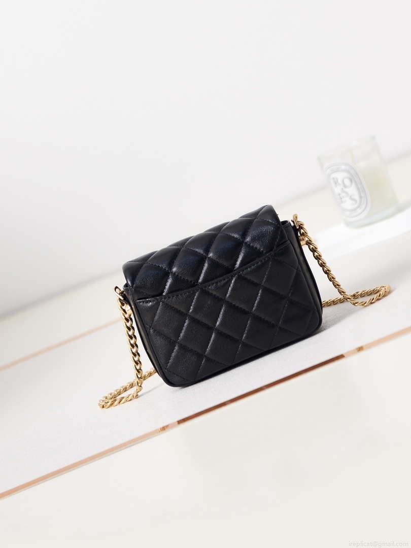 Chanel AP3208 Mini Flap bag With Chain shiny Lambskin & Gold-Tone Metal Black
